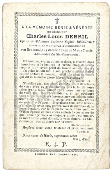 Debril Charles Louis epoux Deschodt