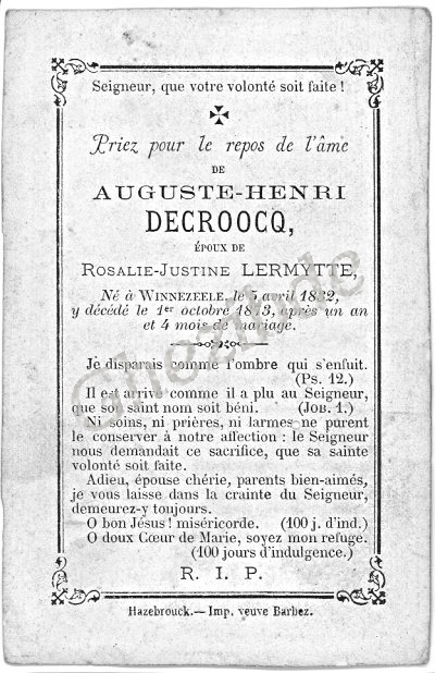 Decroocq Auguste Henri epoux Lermytte