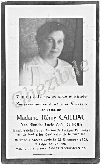 Dubois Blanche Lucie Zoe epouse Cailliau