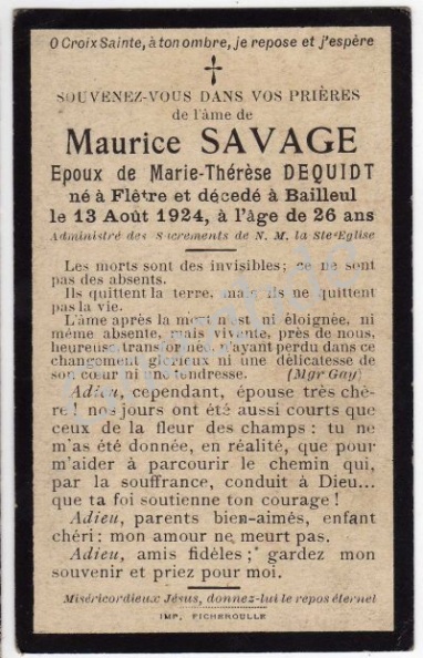 Savage Maurice epoux Dequidt
