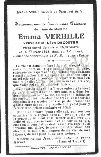 Verhille Emma veuve Decoster