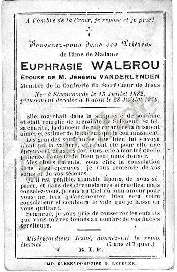 Walbrou Euphrasie epouse Vanderlynden