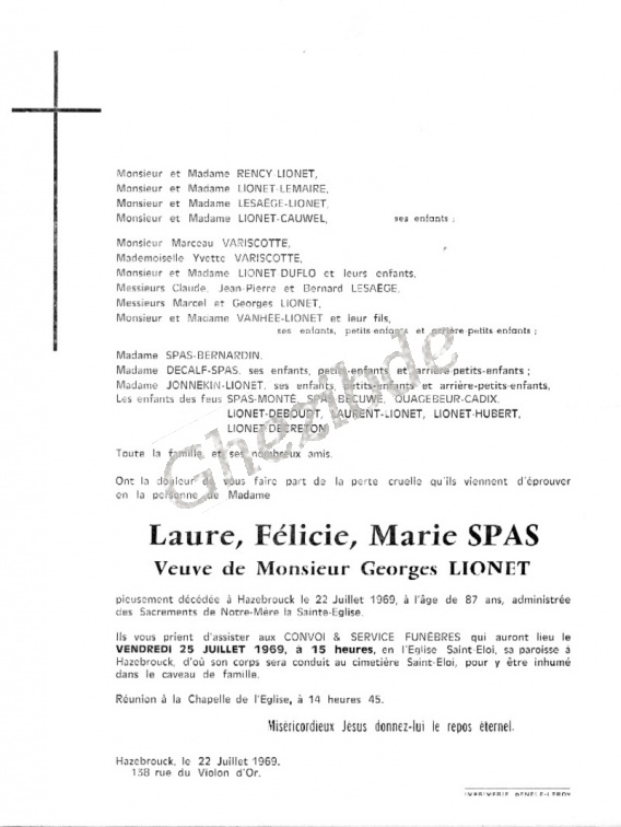 Spas Laure veuve Lionet