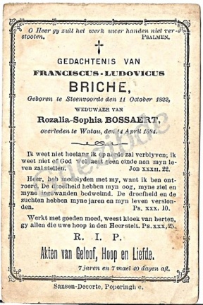 Briche Franciscus Ludovicus weduwaer Bossaert