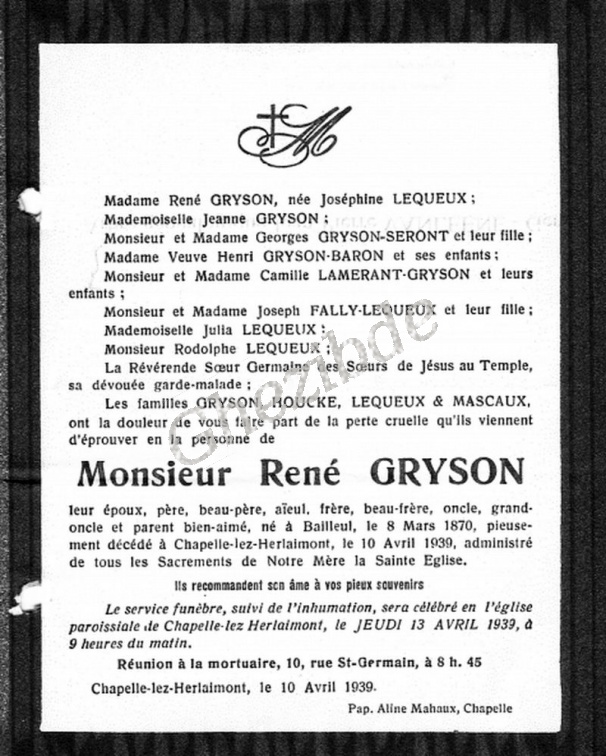 GRYSON René époux LEQUEUX