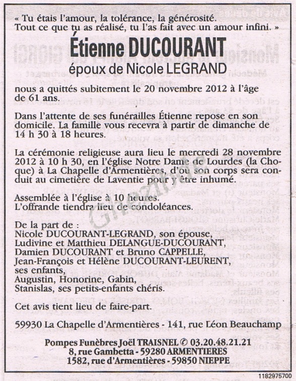 Ducourant Etienne epoux Legrand