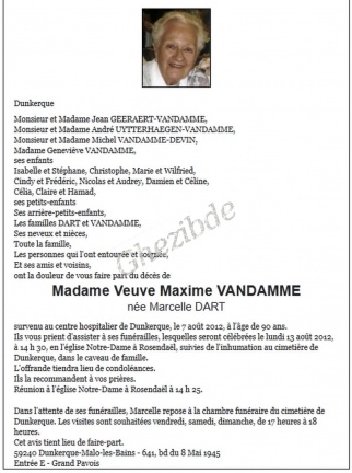 DART Marcelle veuve VANDAMME