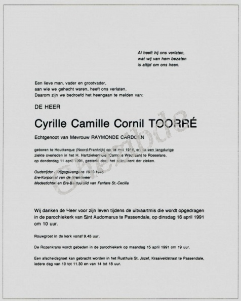 Toorré Cyrille Camille Cornil epoux Cardoen 1/2