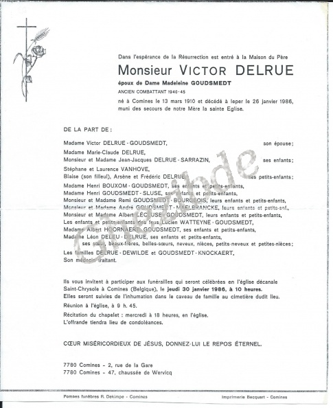 Delrue Victor epoux Goudsmedt