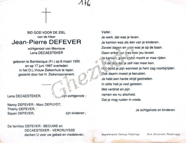 Defever Jean Pierre epoux Decaesteker