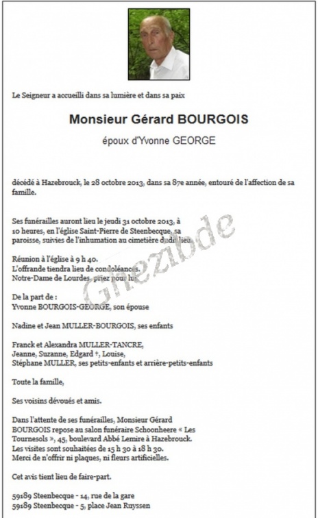 Bourgois Gérard epoux George