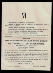 De Thibault de Boesinghe Ernest Idesbalde Charles Marie Ghislain epoux de Preud'Homme d'Hailly de Nieuport