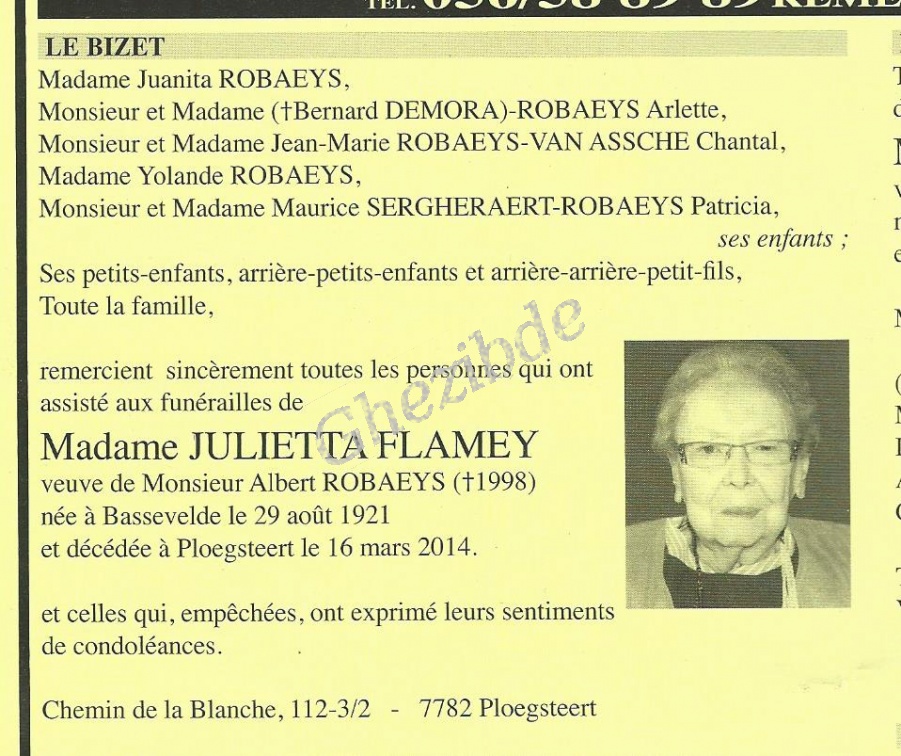 Flamey Julietta veuve Robaeys