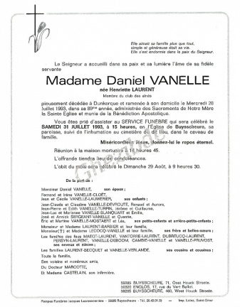 LAURENT Henriette epouse VANELLE