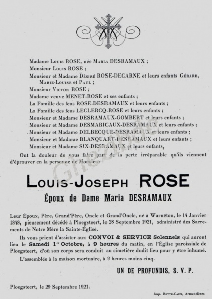 ROSE Louis Joseph epoux DESRAMAUX