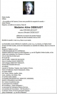 ERCKELBOUDT Aline veuve DEBOUDT