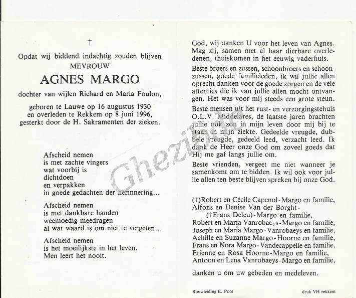 Agnes MARGO, overleden te Rekkem, op 8 juni 1996 (65 jaar). Agnès Margo 1930-1996-1.jpg