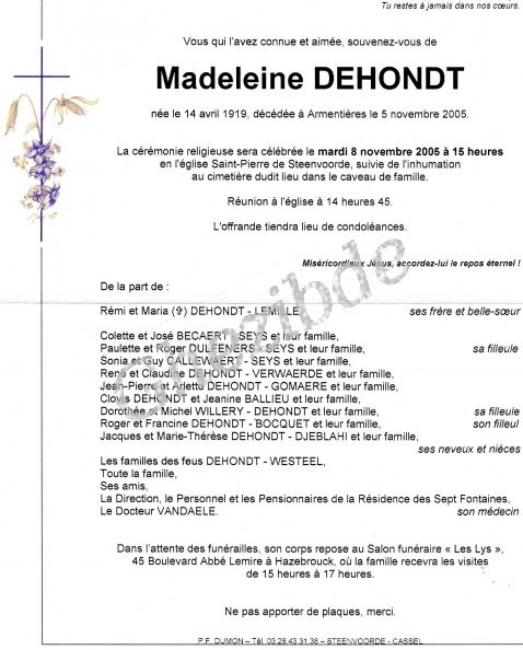 DEHONDT Madeleine