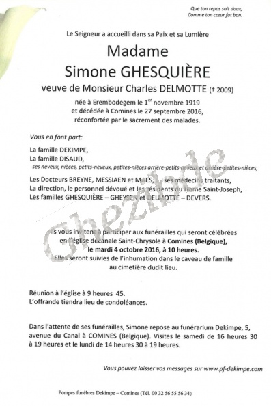 Ghesquière Simone veuve Delmotte
