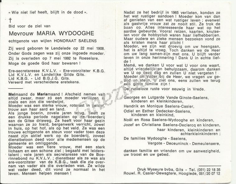 Maria Wydooghe 1908-1992